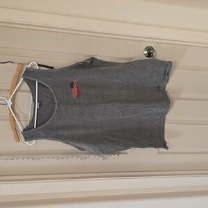 CrazyShirts shark logo tank. Grey with red/black logo. Size XL.
